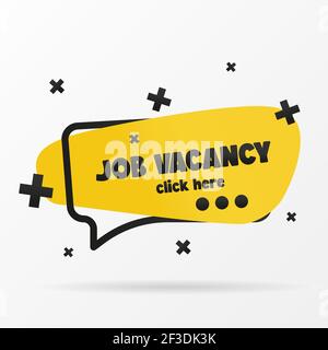 JOB di iscrizione originale VACANCY sullo striscione. Disegno vettoriale in uno stile piatto. Semplice illustrazione vettoriale clip art. Illustrazione Vettoriale