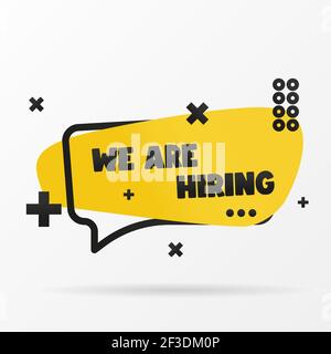 Iscrizione originale CHE STIAMO ASSUMENDO sul banner. Disegno vettoriale in uno stile piatto. Semplice illustrazione vettoriale clip art. Illustrazione Vettoriale