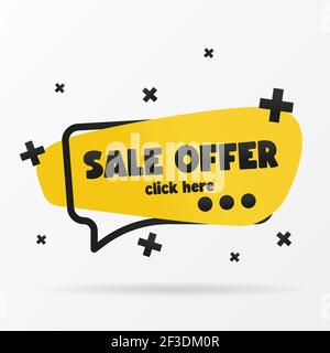 Iscrizione originale OFFERTA DI VENDITA sul banner. Disegno vettoriale in uno stile piatto. Semplice illustrazione vettoriale clip art. Illustrazione Vettoriale