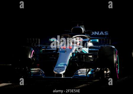 HAMILTON Lewis (gbr), Mercedes AMG F1 Petronas GP W09 Hybrid EQ Power+, azione durante i test invernali di Formula 1 2018 a Barcellona, Spagna dal 6 al 9 marzo - Foto DPPI Foto Stock