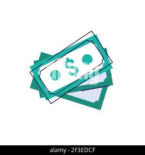 Simbolo del dollaro di soldi vettore icona della pila di contanti Illustrazione Vettoriale
