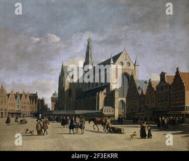 Grote Markt at Haarlem , 1680 s. Trovato nella collezione del Museo d'Arte di Basilea. Foto Stock