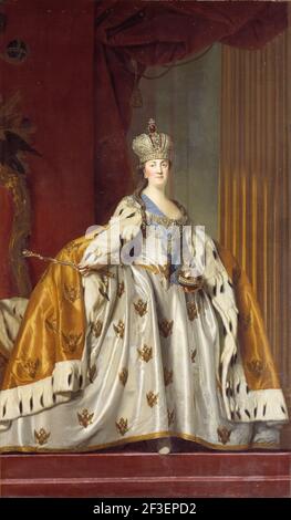 Ritratto dell'imperatrice Catherine II (1729-1796) nelle sue vesti di coronazione, 1766. Trovato nella collezione di Statens Museum for Kunst, Copenhagen. Foto Stock