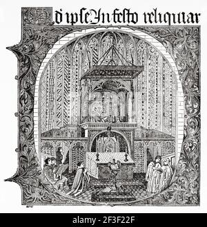 Altare di Sainte-Chapelle. Parigi, Francia. Vecchio 19 ° secolo inciso illustrazione da Gesù Cristo di Veuillot 1890 Foto Stock