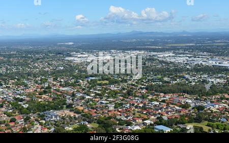 Vedute aeree dei sobborghi meridionali di Brisbane, Austraia. Foto Stock