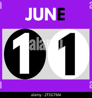 Giugno 11 . Icona calendario giornaliero moderno .data, giorno, mese .calendario per il mese di giugno Foto Stock