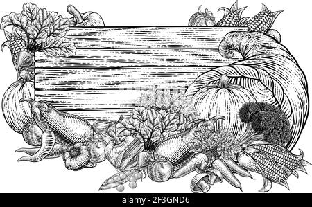 Cornucopia Orto verdure segno del Ringraziamento Illustrazione Vettoriale