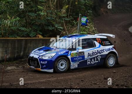 31 SOUSA Bernardo (prt), CARDOSO Walter (prt), RALY AUTOAÇOREANA RACING, CITROEN DS3 R5, azione durante il Campionato europeo Rally 2018 ERC Azzorre rally, dal 22 al 24 marzo, a Ponta Delgada Portugal - Photo Jorge Cunha / DPPI Foto Stock