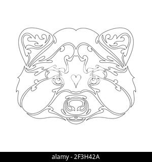 Ritratto astratto disegnato a mano di un raccoon per tatuaggio, logo, decorazione della parete, disegno di stampa di T-shirt o outwear. Illustrazione stilizzata vettoriale Illustrazione Vettoriale