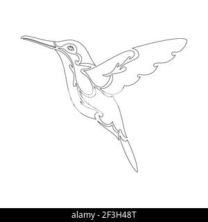 Ritratto astratto disegnato a mano di un colibrì per tatuaggio, logo, decorazioni da parete, stampa di T-shirt o outwear. Illustrazione stilizzata vettoriale Illustrazione Vettoriale