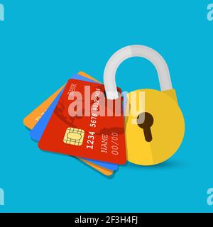 Set di carta di credito sicura Illustrazione Vettoriale