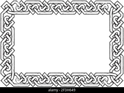 Bordo lineare realizzato con nodi celtici per l'uso nei progetti per il giorno di San Patrizio. Illustrazione Vettoriale