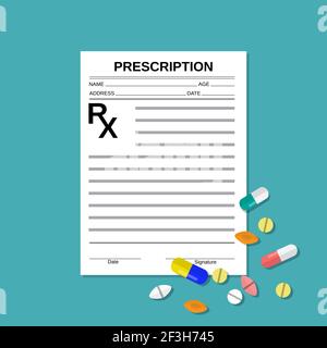 prescrizione rx forma e pillole Illustrazione Vettoriale