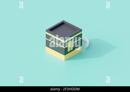 kaaba in mecca isolato l'hajj islamico edificio. risultato dell'illustrazione del rendering 3d Foto Stock