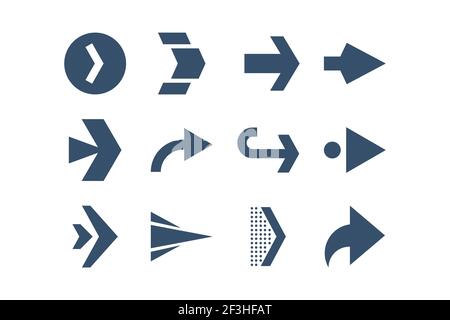 Illustrazione vettoriale raccolta frecce piatte. Illustrazione Vettoriale