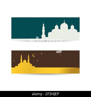 Astratto Ramadan Kareem sfondo religioso. Banner orizzontale moderno, copertina Ramadan Kareem, sfondo volantino Ramadan mubarak, modello Illustrazione Vettoriale