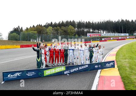 Foto di gruppo dei piloti GTE Pro durante il Campionato Mondiale di Endurance FIA WEC 2018, 6 ore di Spa dal 2 al 5 maggio, a Spa Francorchamps, Belgio - Foto Florent Gooden / DPPI Foto Stock