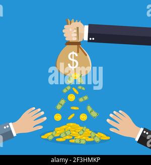 borsa di denaro per mano di uomo d'affari Illustrazione Vettoriale