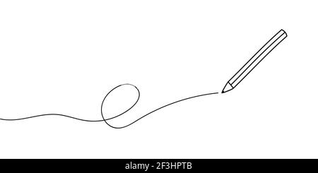 Linea a matita nera motivo parole felici giornata dell'insegnante divertente scrivere disegnare pennelli Modifica penna maniglia icona segno simbolo. Illustrazione vettoriale Illustrazione Vettoriale