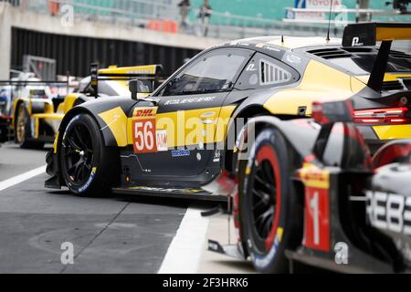 56 BERGMEISTER Jörg (deu), LINDSEY Patrick (usa), PERFETTI Egidio (NOR), Porsche 911 RSR team Project 1, azione durante il Campionato Mondiale FIA WEC Endurance 2018 6 ore di Silverstone, Inghilterra, dal 16 al 19 agosto - Foto Florent Gooden/DPPI Foto Stock