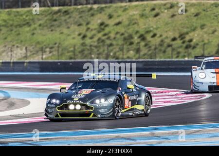 98 DALLA LANA Paul (CAN), LAMY Pedro (prt), LAUDA Mathias (aut), Aston Martin Vantage team Aston Martin Racing, durante il campionato mondiale di Endurance 2018 FIA WEC Prologue al Paul Ricard HTTT, le Castellet France, dal 6 al 7 aprile 2018 - Foto Marc de Mattia / DPPI Foto Stock