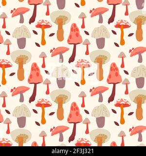 Illustrazione vettoriale del modello a fungo disegnato a mano. Illustrazione Vettoriale