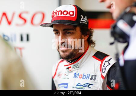 ALONSO Fernando (spa), Toyota TS050 ibrida lmp1 del team Toyota Gazoo Racing, ritratto durante la 24 le Mans 2018 ore di gara, dal 16 al 17 giugno sul circuito di le Mans, Francia - Foto Frederic le Floc'h/DPPI Foto Stock
