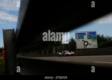 08 ALONSO Fernando (spa), BUEMI Sebastien (che), NAKAJIMA Kazuki (jpn), Toyota TS050 ibrida lmp1 del team Toyota Gazoo Racing, azione durante la 24 giornata di test 2018 ore di le Mans, il 3 giugno sul circuito di le Mans, Francia - Foto DPPI Foto Stock