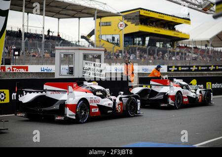 08 ALONSO Fernando (spa), BUEMI Sebastien (che), NAKAJIMA Kazuki (jpn), Toyota TS050 ibrida LMP1 del team Toyota Gazoo Racing, azione durante la 24 le Mans 2018 ore di gara, dal 16 al 17 giugno sul circuito di le Mans, Francia - Xavi Bonilla/DPPI Foto Stock