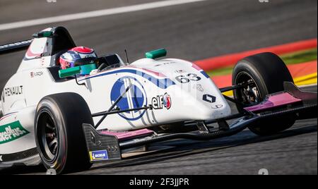 63 RAZAK Najiy (mas), FR 2.0 Eurocup Renault team JD Motorsports, azione durante la Eurocup Formula Renault 2018 2.0 a Spa Francorchamps, Belgio, dal 26 al 29 luglio - Foto Francois Flamand/DPPI Foto Stock