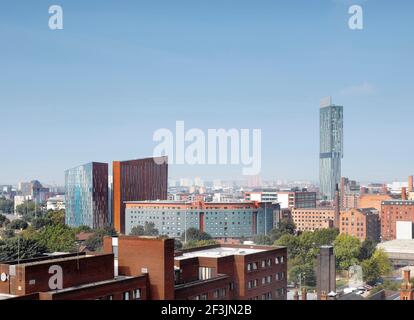 Vista sulla città mostra Parkway Gate, Manchester, Greater Manchester. Foto Stock