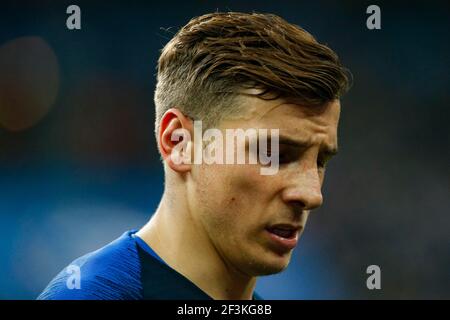 Il francese Lucas Digne durante la partita di calcio internazionale amichevole tra Francia e Colombia il 23 marzo 2018 allo Stade de France a Saint-Denis, Francia - Foto Geoffroy Van Der Hasselt / DPPI Foto Stock