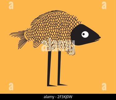 Pesce divertente con le gambe Illustrazione Vettoriale