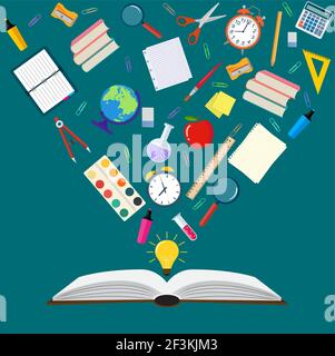 riaprire i soggetti del libro a scuola Illustrazione Vettoriale