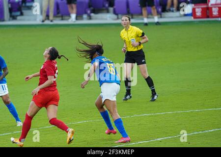 Orlando, Florida, USA, 24 febbraio 2021, Il Canada affronta il Brasile durante la SheBelieves Cup all'Exploria Stadium (Photo Credit: Marty Jean-Louis) Foto Stock