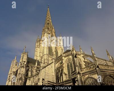 Particolare della chiesa cattolica romana di San Maclou in stile gotico Rouen, Frane Foto Stock