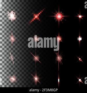 set di stelle effetto luce incandescente esplode di scintille Illustrazione Vettoriale