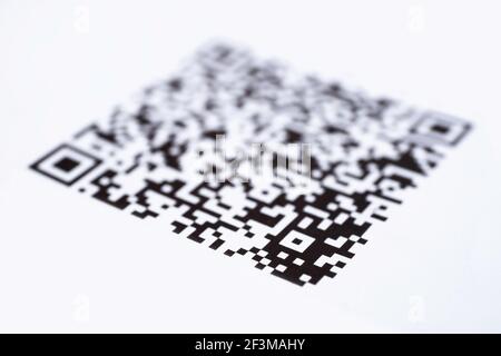 Codice QR. Concentrarsi sulla parte inferiore del codice Foto Stock