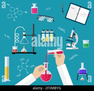 Esperimento scientifico o concetto di laboratorio chimico Illustrazione Vettoriale
