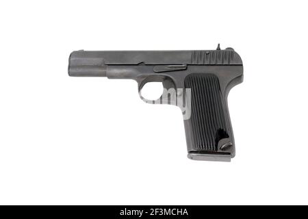 Pistola sovietica d'epoca. Modello riuscito della pistola dell'esercito sovietico TT (esempio di 1943). Spesso utilizzato dai membri dell'equipaggio di carri armati, scout dell'esercito Foto Stock