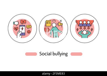 Icona della linea di colore di intimidazione sociale. Pittogramma sulla violenza delle persone per pagina web, app mobile, promo. Tratto modificabile Illustrazione Vettoriale