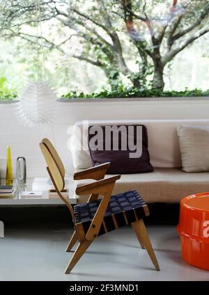 Seating in contemporary living room in Spanish home Stock Photo