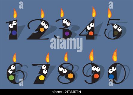 Set di candele con numero di compleanno divertente Illustrazione Vettoriale