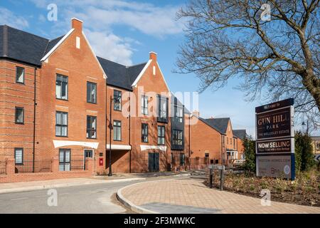 Gun Hill Park parte della Wellesley Estate, nuovo sviluppo di Weston Homes ad Aldershot, Hampshire, Inghilterra, Regno Unito Foto Stock