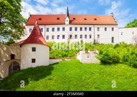 Hohe Schloss è la gotica alta castello dei vescovi di Augsburg nella città vecchia di Füssen in Baviera, Germania Foto Stock