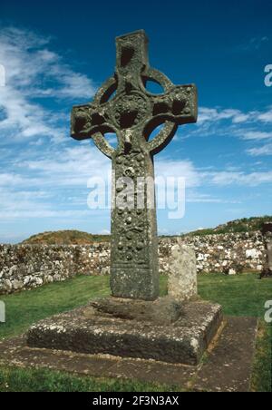 Kildalton Celtic Cross sull'isola Ebridea interna di Islay Scozia Foto Stock
