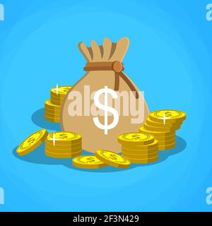 borsa con soldi di dollari Illustrazione Vettoriale