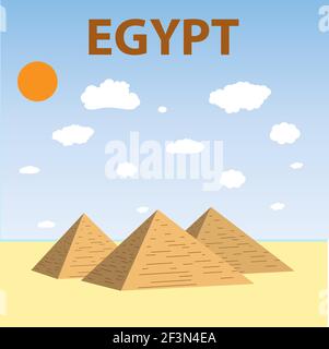 Piramidi egiziane disegno piatto Illustrazione Vettoriale