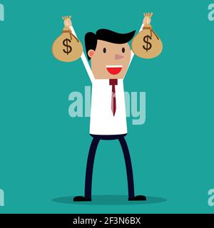 Imprenditore mani denaro sacchetto Illustrazione Vettoriale