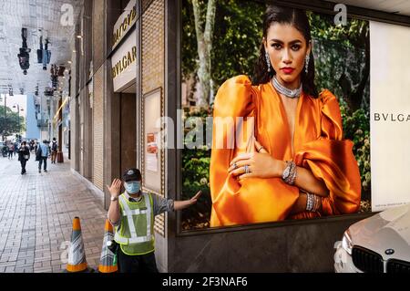 Hong Kong, Cina. 17 Marzo 2021. Negozio italiano di accessori di lusso Bulgari visto a Hong Kong. (Foto di Budrul Chukrut/SOPA Images/Sipa USA) Credit: Sipa USA/Alamy Live News Foto Stock